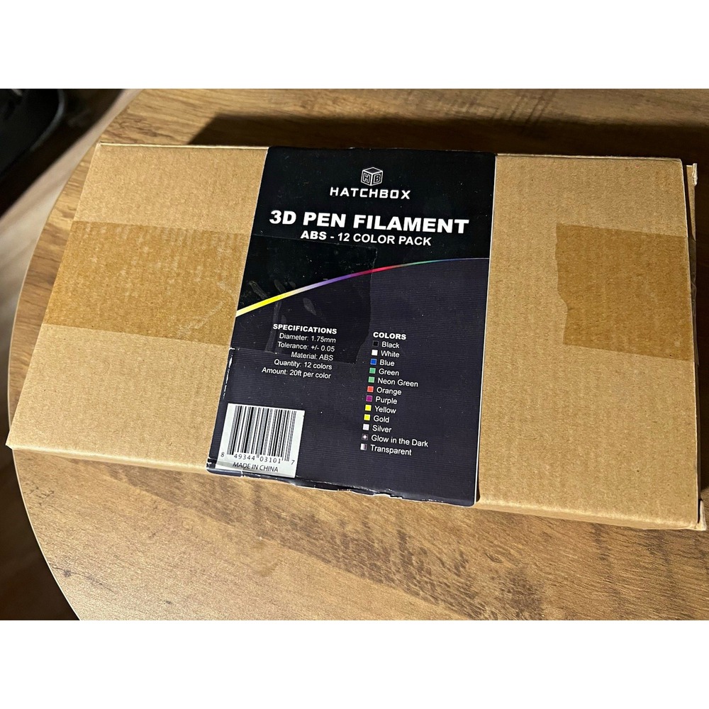 HATCHBOX ABS 3D Pen Filament 1.75mm 12 Color Pack Multicolor